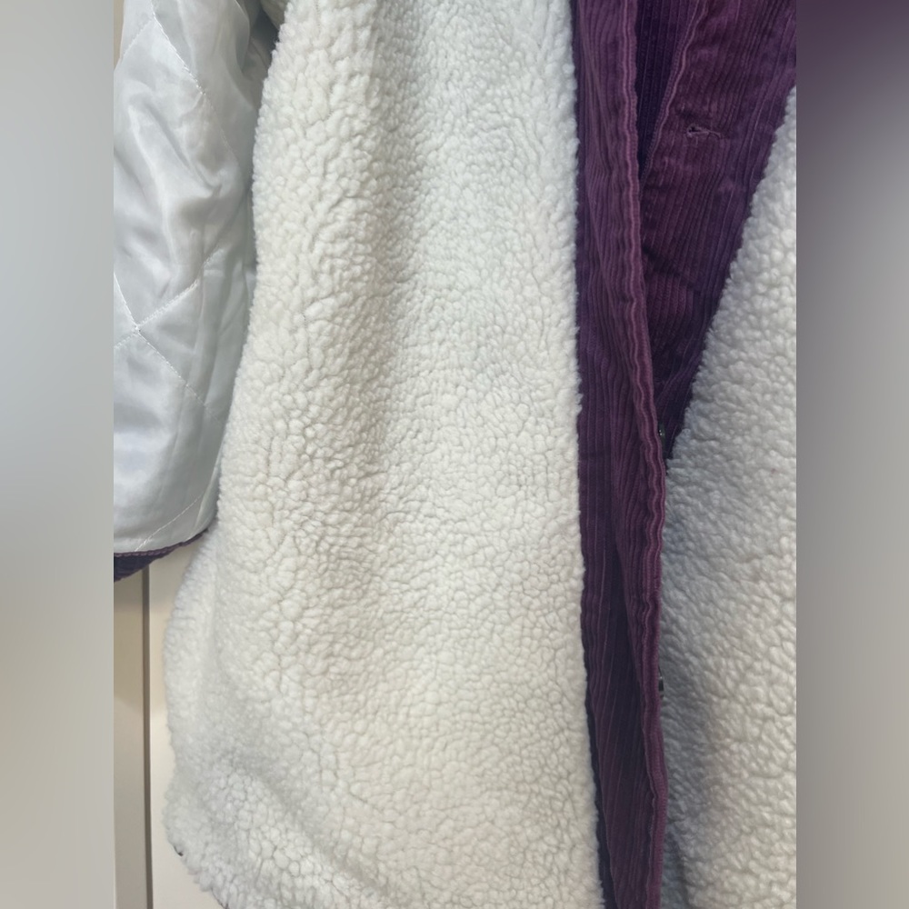 Vintage Corduroy Faux Sherpa Lined Barn purple Jacket house pea Coat size large - Picture 8 of 12